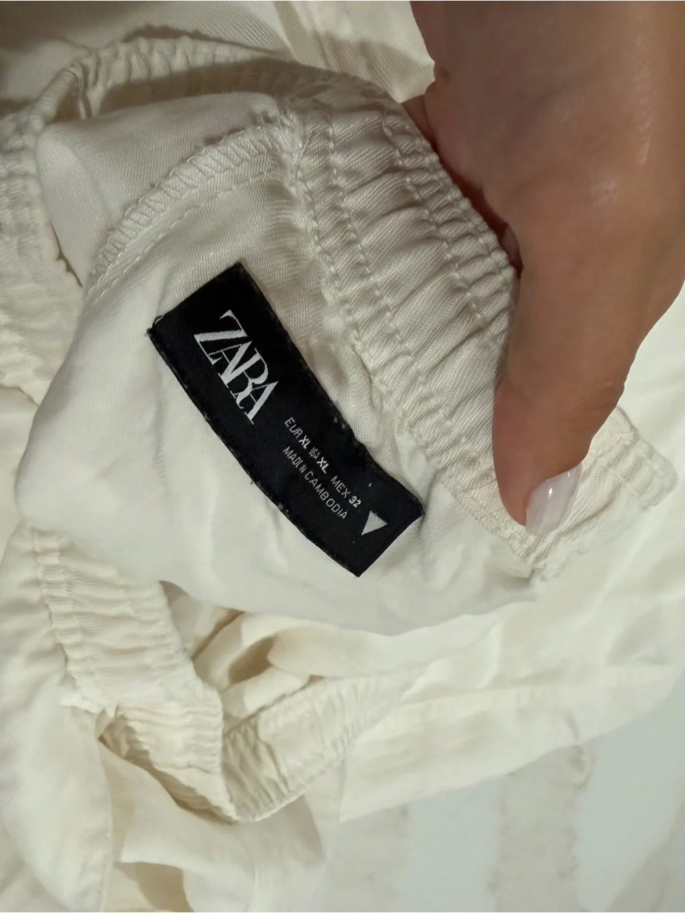 Zara Cream Wide-Leg Linen Pants
